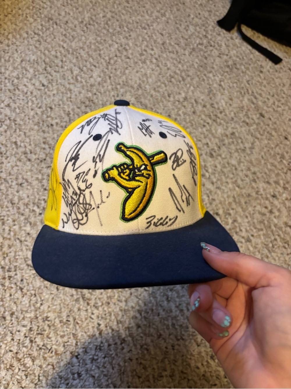 Kids Yellow & Navy Baseball Cap with Banana Logo